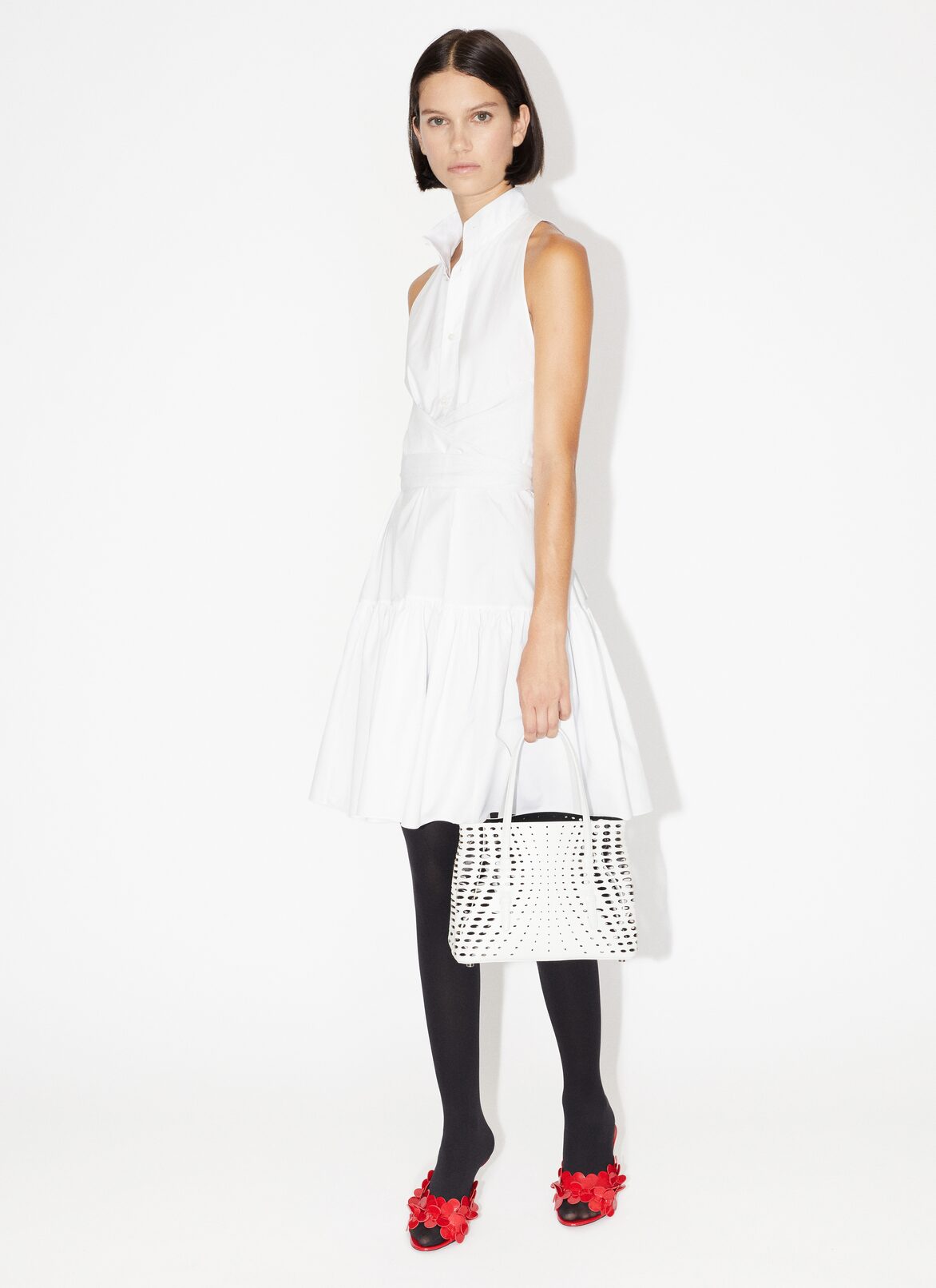 Buttoned dress in cotton ALAÏA WHITE BUTTONED DRESS IN COTTON